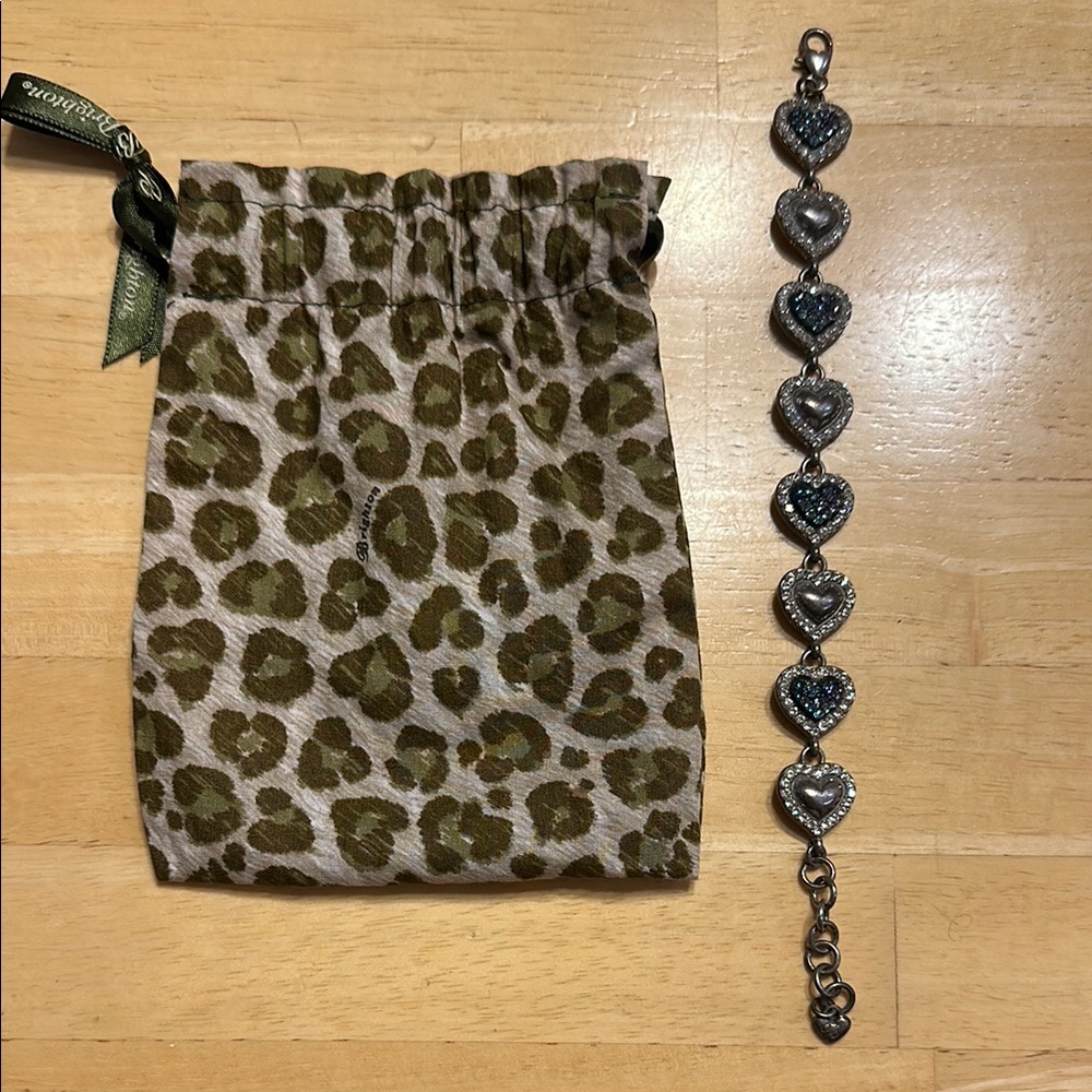 Brighton Silver Heart Bracelet with Dark Blue Crystal Accents